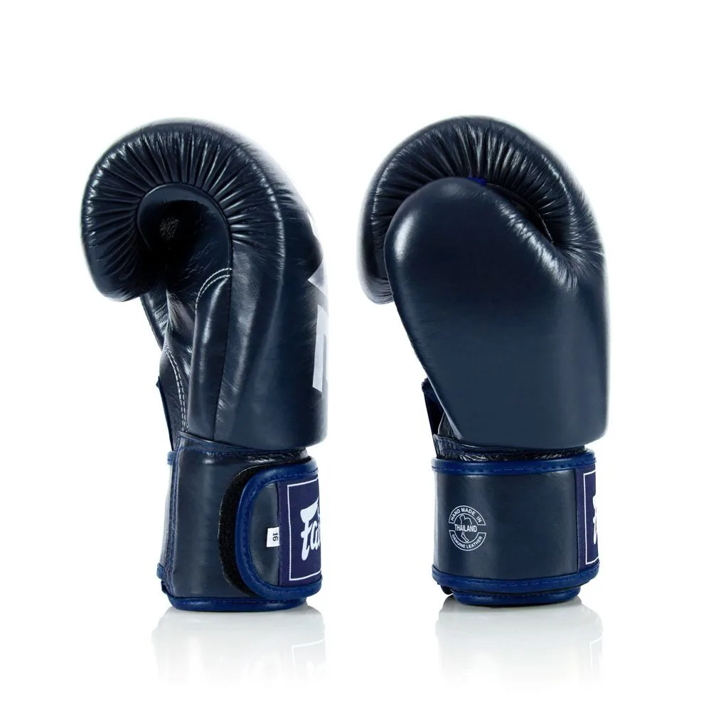 Боксерські рукавиці Fairtex натуральна шкіра 10 унцій сині