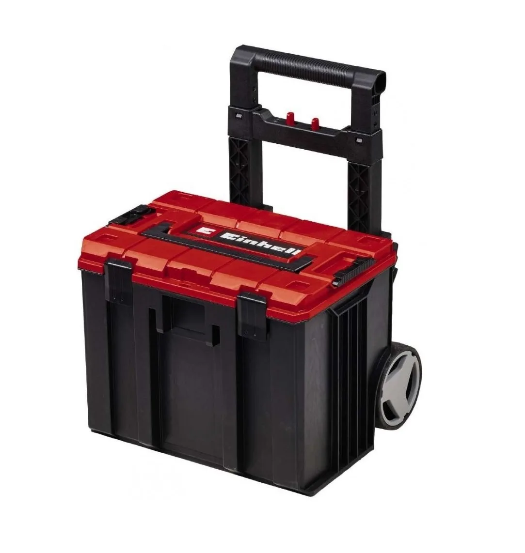 Модульний ящик для інструментів Einhell E-Case L на колесах з телескопічною ручкою, розміри 40.6х44.4х35.5 см, виготовлений з плас