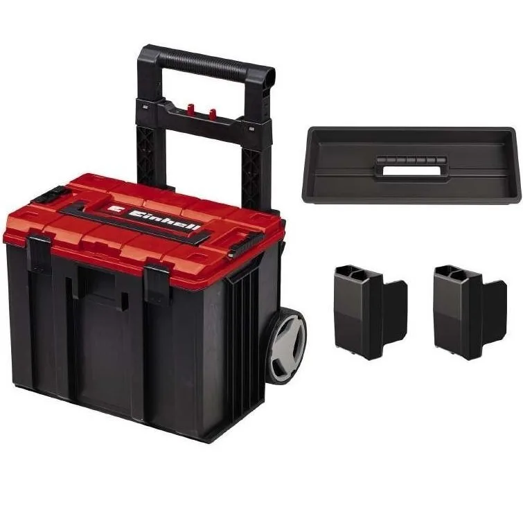 Модульний ящик для інструментів Einhell E-Case L на колесах з телескопічною ручкою, розміри 40.6х44.4х35.5 см, виготовлений з плас