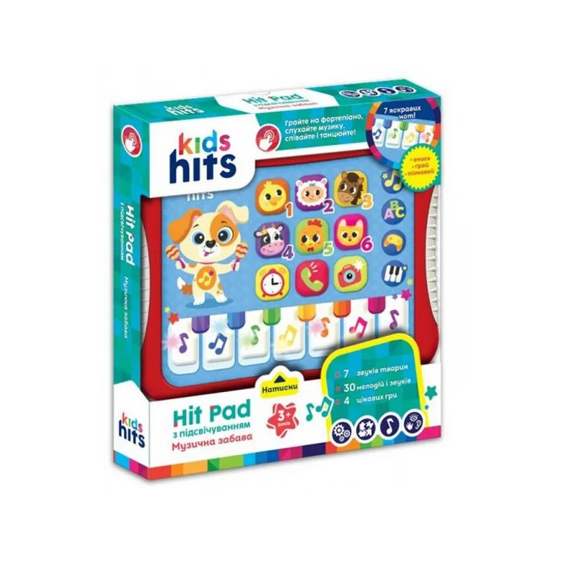 Інтерактивний планшет Kids Hits сенсорний 29 мелодій 14 звуків 3 позиції різнокольоровий