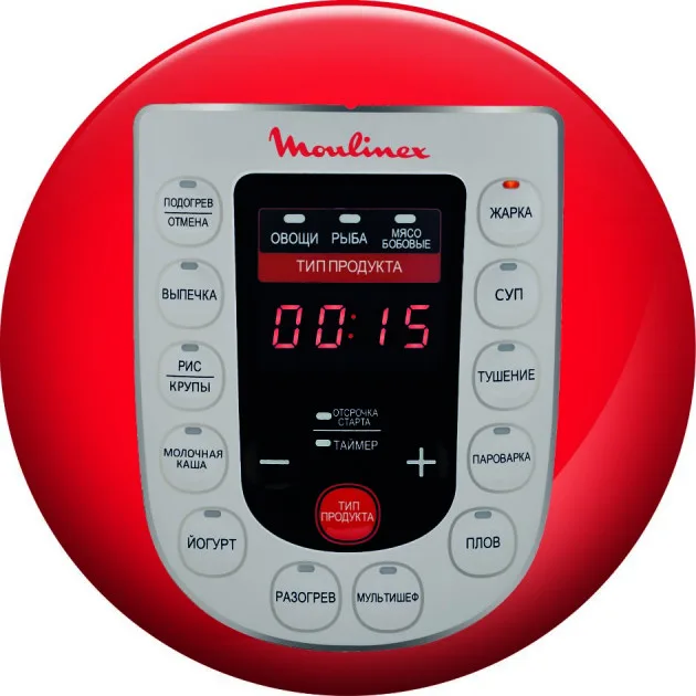 Мультиварка-скороварка Moulinex, 1000 Вт, 5-літрова чаша, сенсорне управління, метал/пластик, білий колір.
