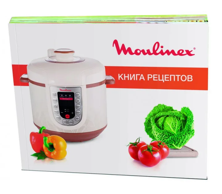 Мультиварка-скороварка Moulinex, 1000 Вт, 5-літрова чаша, сенсорне управління, метал/пластик, білий колір.