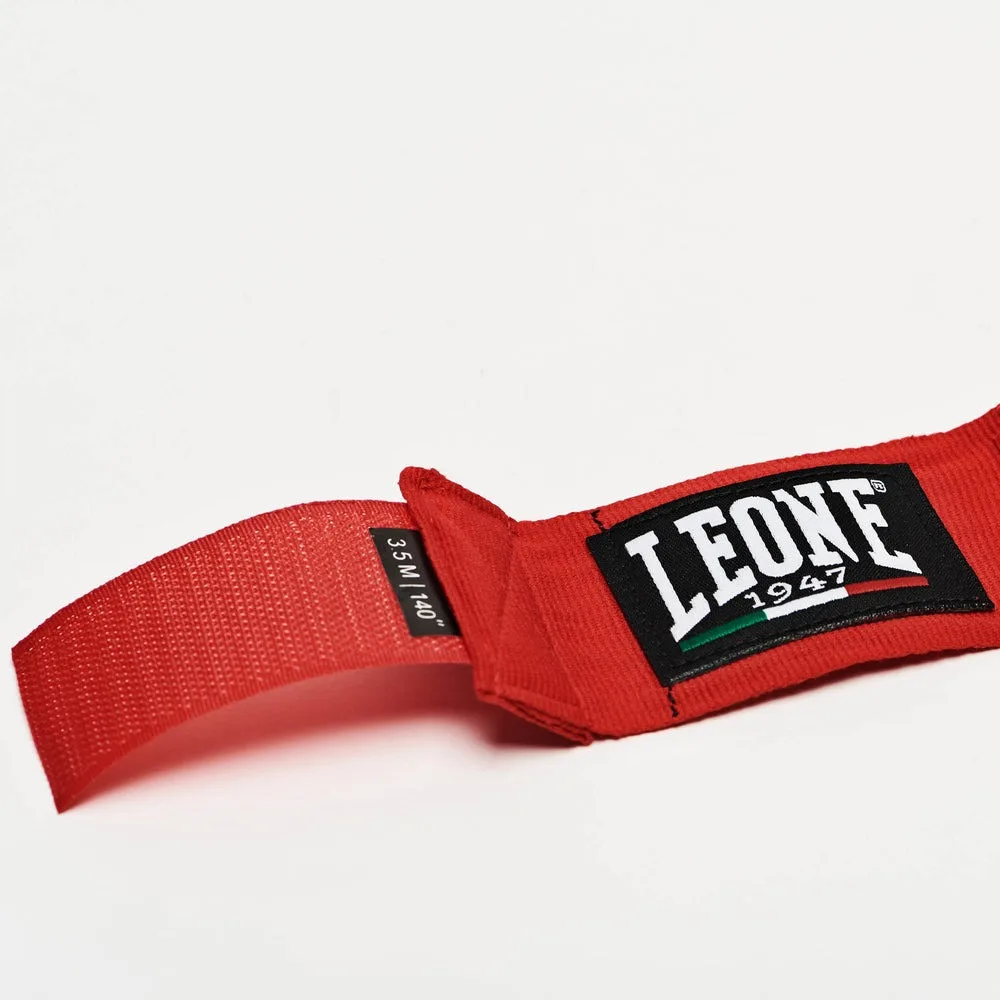 Боксерські бинти Leone бавовна еластичні 3,5 м червоні 2 шт.