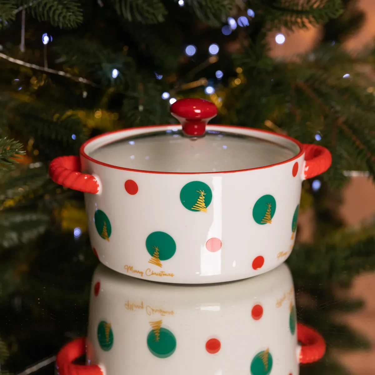 Супниця порцелянова 800 мл червона Christmas Tree