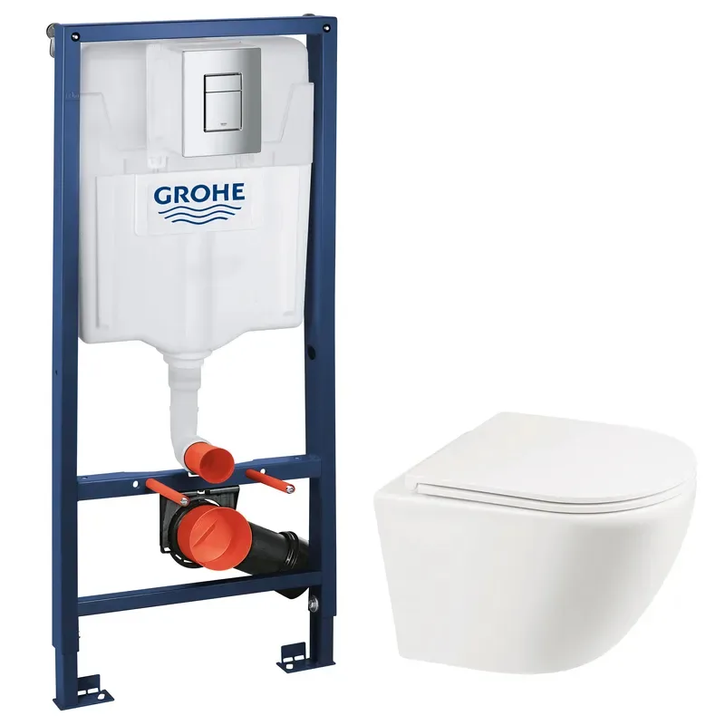 Комплект унітаз підвісний Grohe Rapid SL 365x365x495 мм кераміка білий