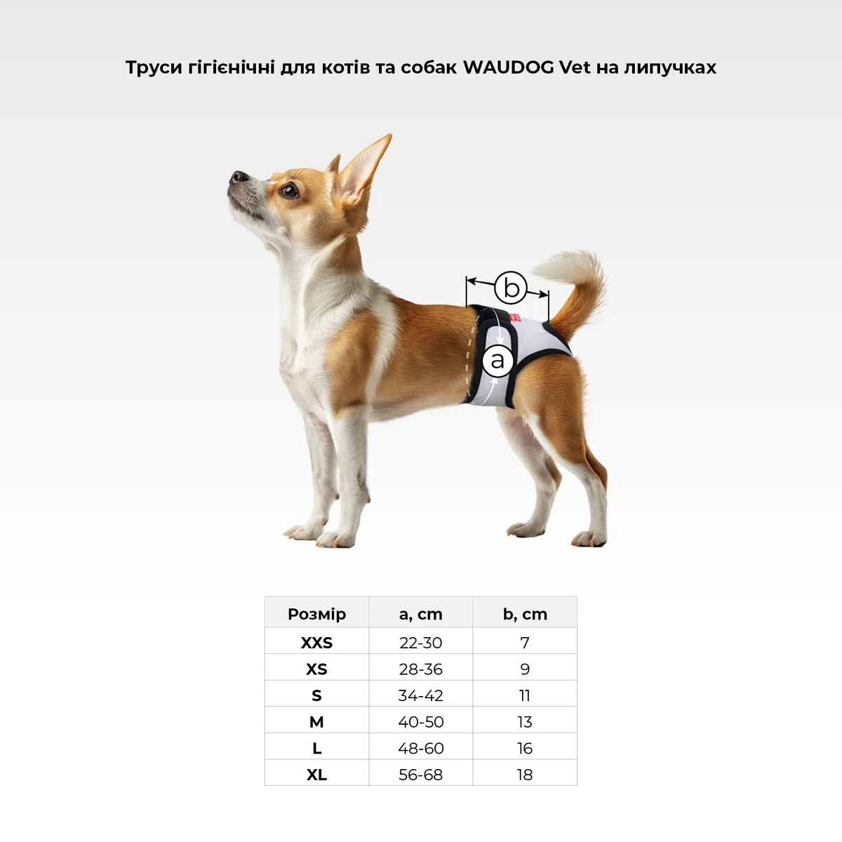 Гігієнічні труси WAUDOG Vet XS 28-36 см бавовна сірі на липучках