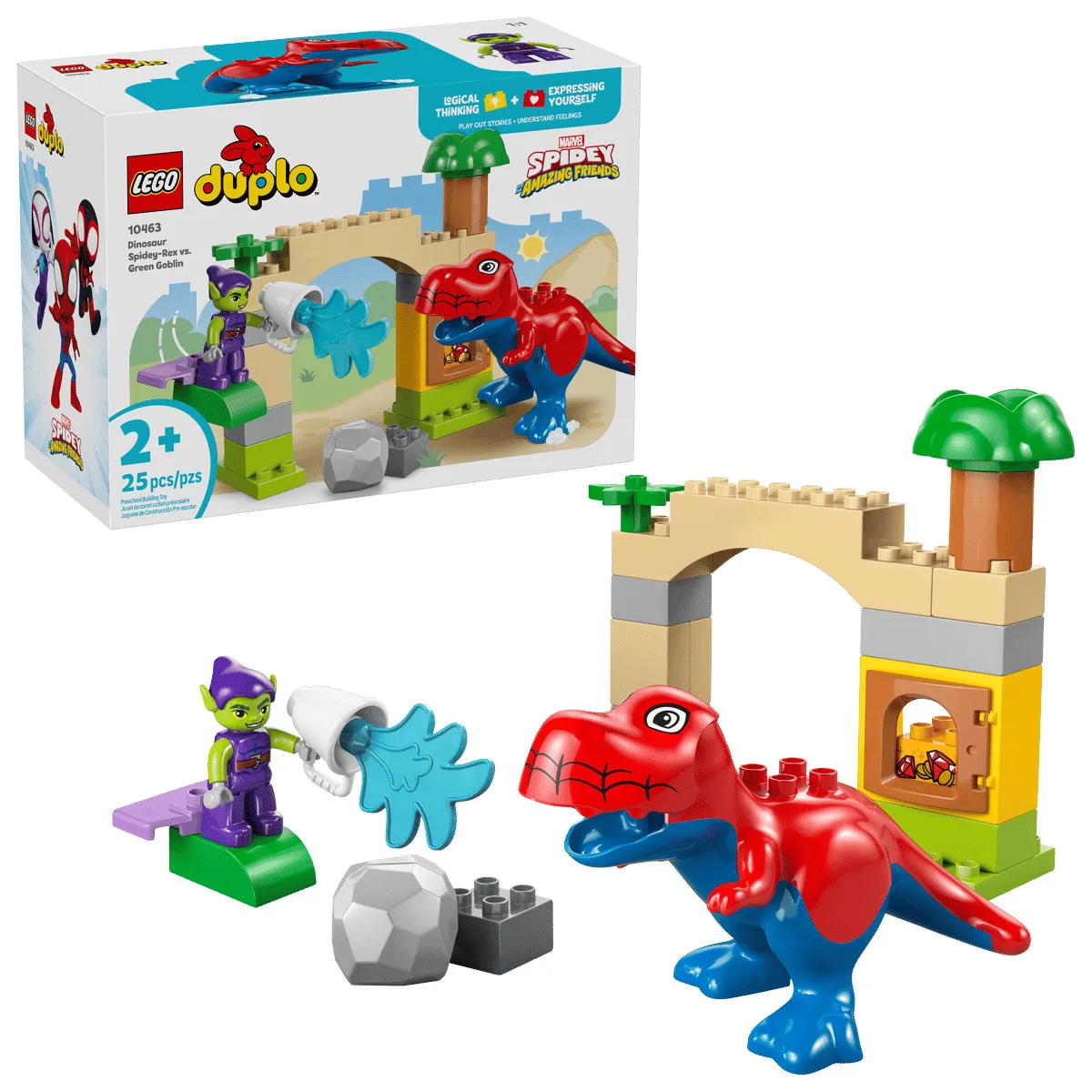 Конструктор LEGO DUPLO Динозавр Spidey-Rex Зелений Гоблін різнокольоровий