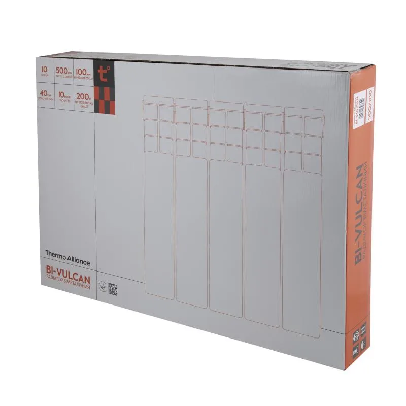 Биметаллический радиатор 10 секций 2000 Вт Thermo Alliance 800х100х560 мм Белый