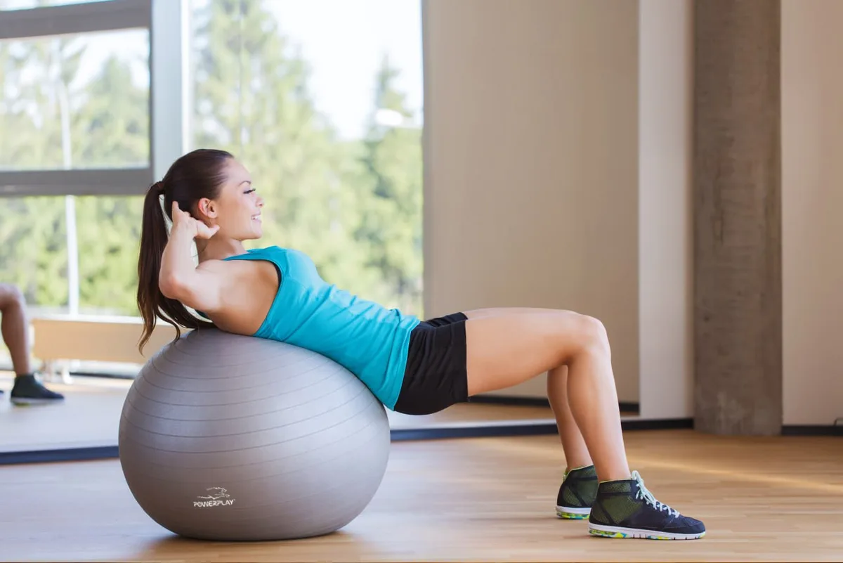 М'яч для фітнесу Active Point PVC 65 см Сірий з помпою