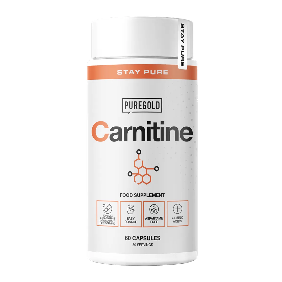 Pure Gold Carnitine 60 капсул L-карнітин для енергії та спалювання жиру