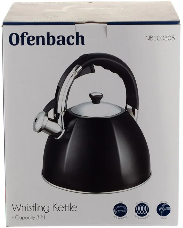 Чайник Ofenbach нержавеющая сталь 3,2 л чёрный со свистком