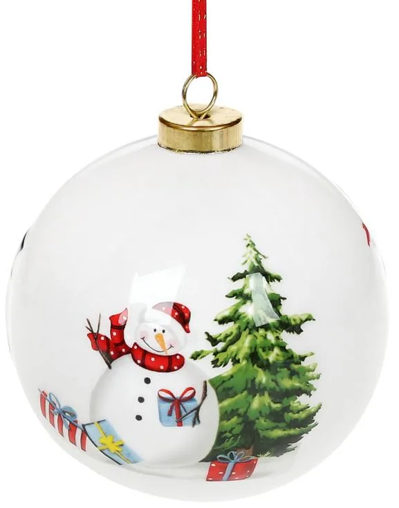 Набір керамічних шарів Decorations Сніговики 10х10х11,5 см 4 штуки