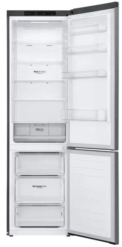 Холодильник LG двухкамерный 59,5х203х68,2 см серый, ударопрочное стекло.
