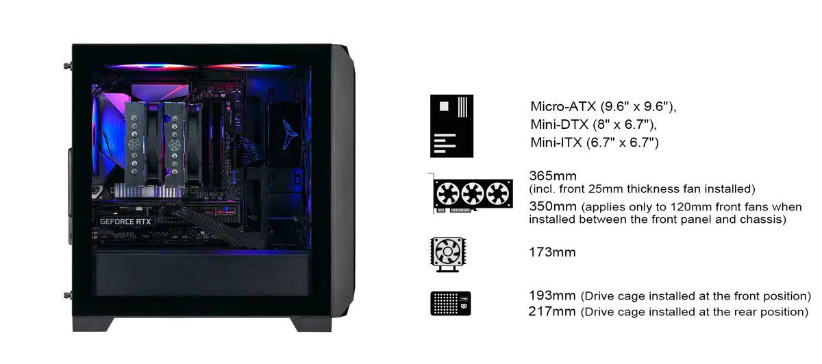 Корпус SilverStone Fara FA312Z-BG без БЖ, 2xUSB3.0, 2x140мм, ARGB VGA 365мм, LCS ready, TG Side Panel, mATX, чорний