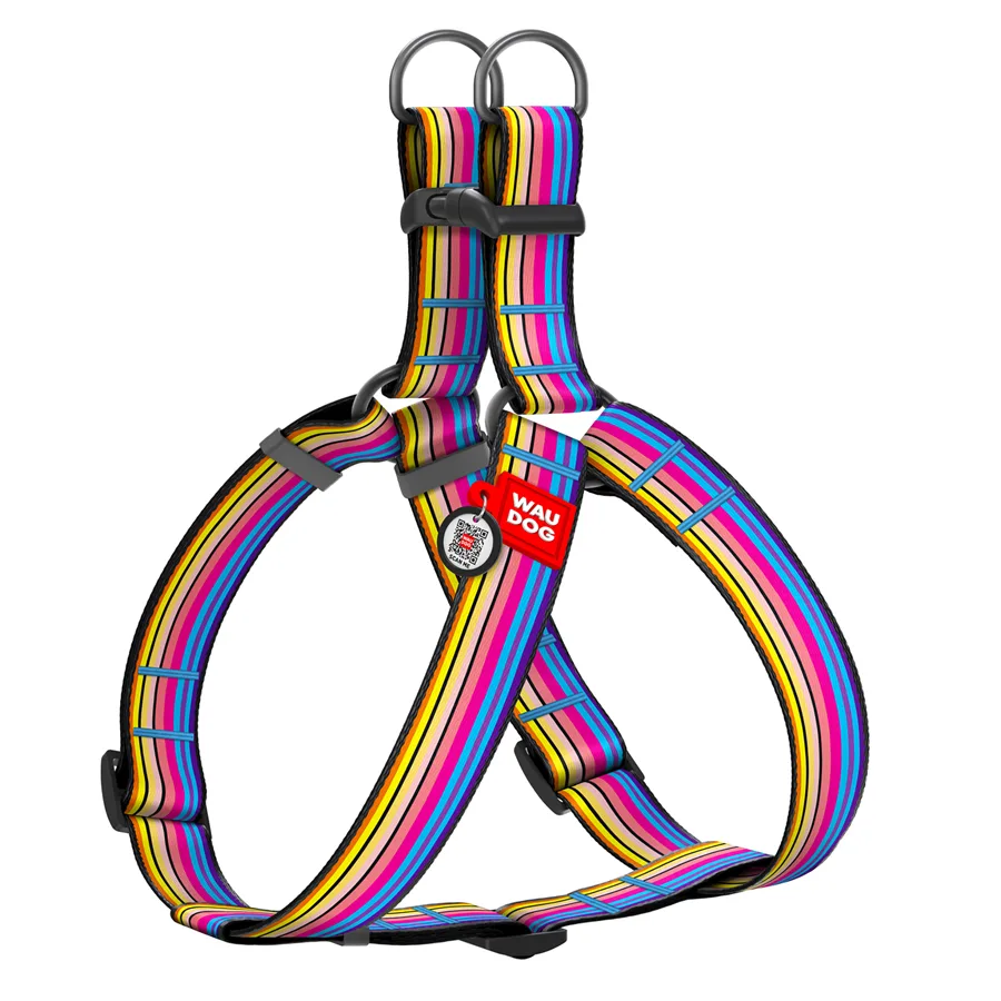 Шлейка WAUDOG Nylon XL 35 мм Нейлон Черная Обхват шеи 70-100 см