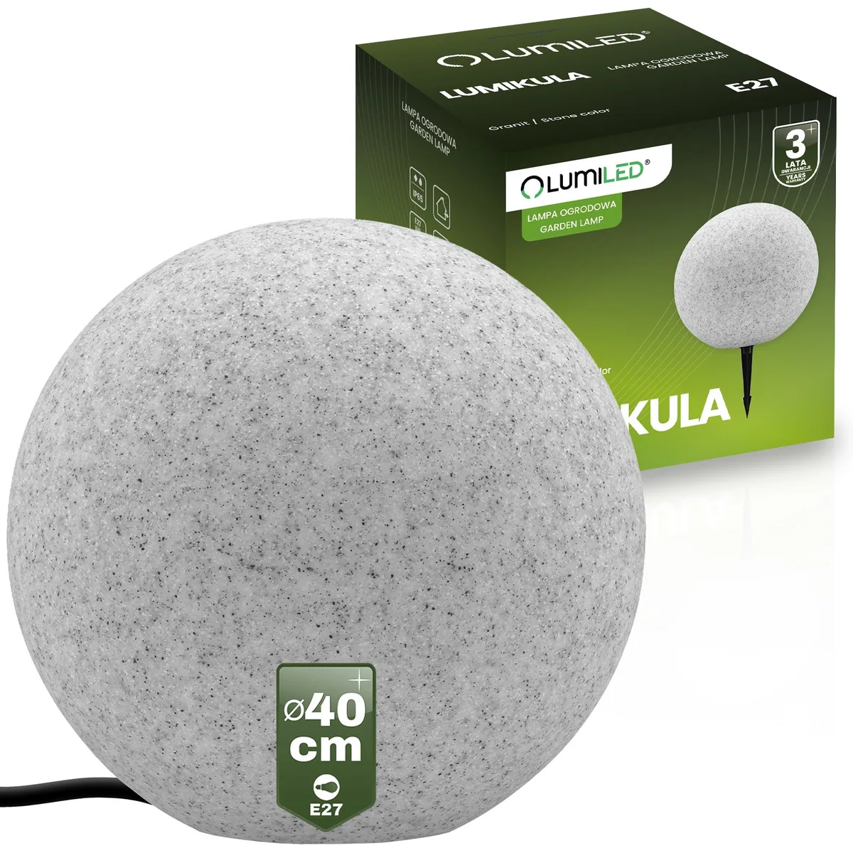 Садовий світильник LumiLED пластиковий 40 см сірий IP65 E27