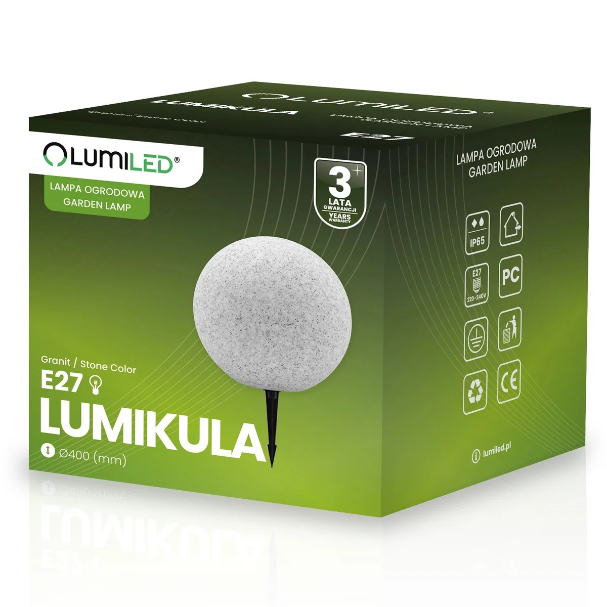 Садовий світильник LumiLED пластиковий 40 см сірий IP65 E27