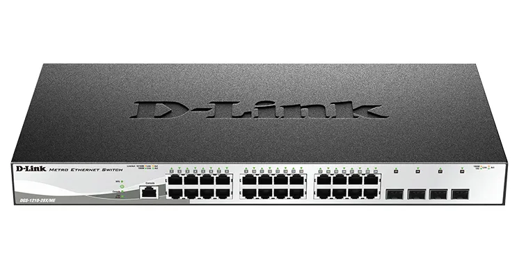 Комутатор D-Link 24 порти 10/100/1000Base-T 4 порти 10G SFP+ активне охолодження