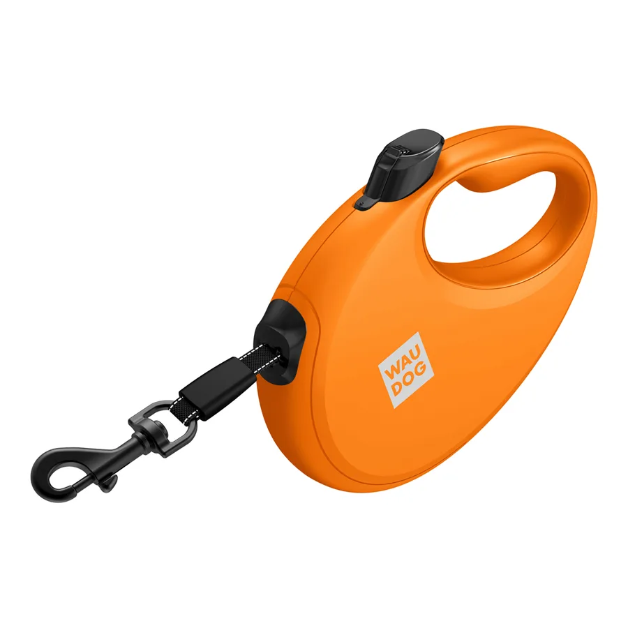 Повідок-рулетка WAUDOG R-leash L 5 м пластик помаранчевий світловідбивна стрічка