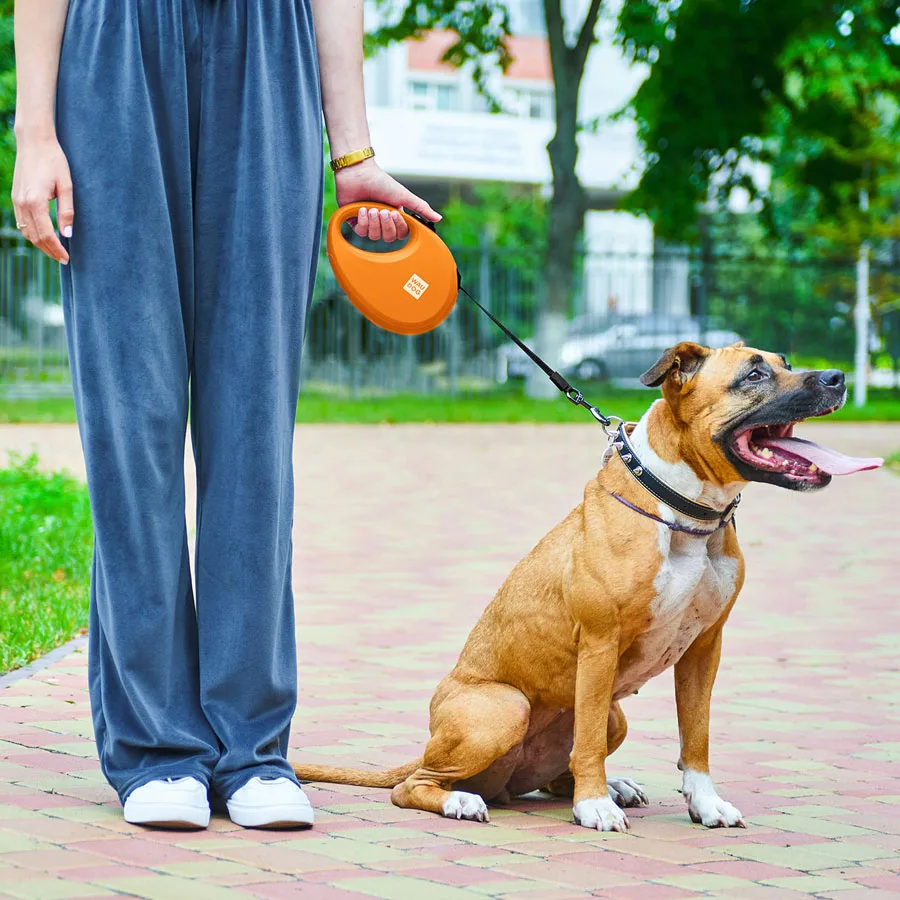 Повідок-рулетка WAUDOG R-leash L 5 м пластик помаранчевий світловідбивна стрічка