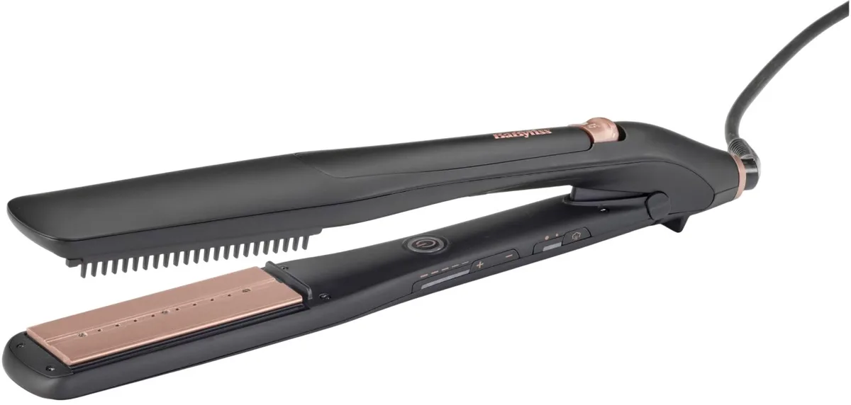 Випрямляч волосся Babyliss Steam Lux Styler, 56 Вт, 5 температурних режимів (170-210 °C), термокилимок, керамічне покриття, чорний