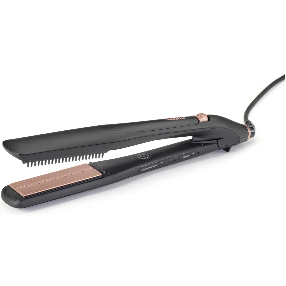 Випрямляч волосся Babyliss Steam Lux Styler, 56 Вт, 5 температурних режимів (170-210 °C), термокилимок, керамічне покриття, чорний