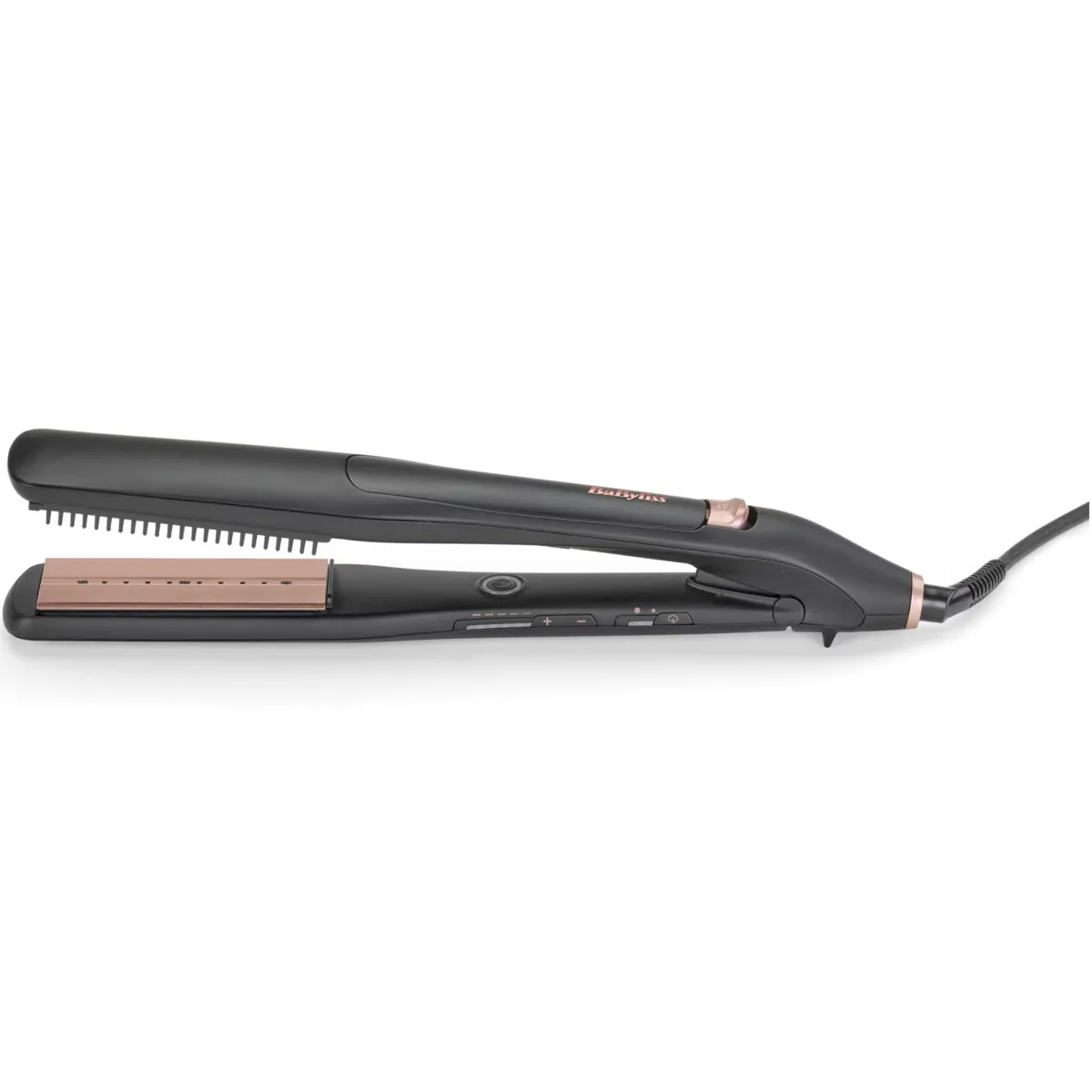 Випрямляч волосся Babyliss Steam Lux Styler, 56 Вт, 5 температурних режимів (170-210 °C), термокилимок, керамічне покриття, чорний
