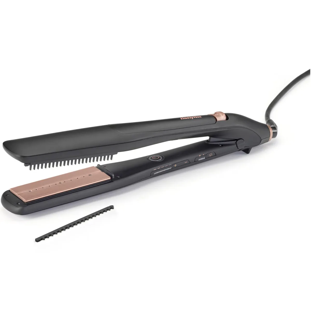 Випрямляч волосся Babyliss Steam Lux Styler, 56 Вт, 5 температурних режимів (170-210 °C), термокилимок, керамічне покриття, чорний