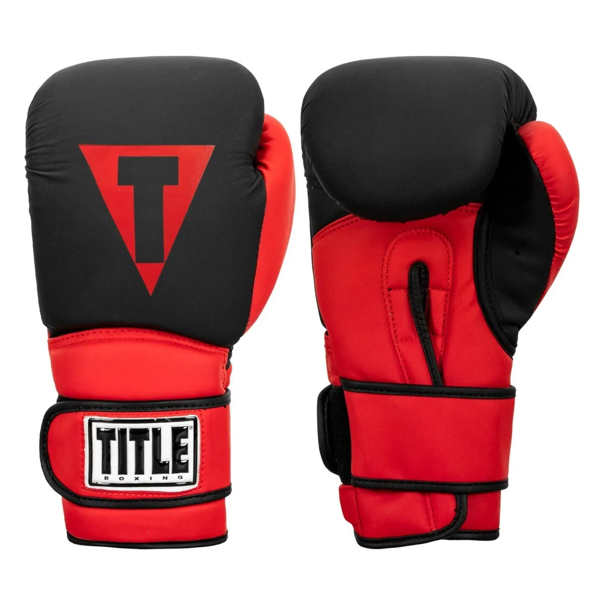 Боксерські рукавиці TITLE штучна шкіра L 14oz чорні червоні