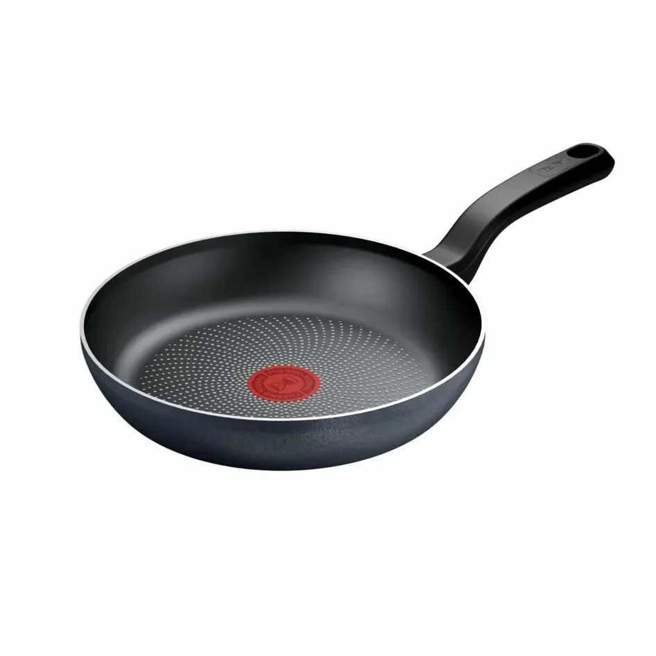 Сковорода з кришкою Tefal So' Light, 24 см, алюмінієва, з бакелітовою ручкою та скляною кришкою, чорного кольору.