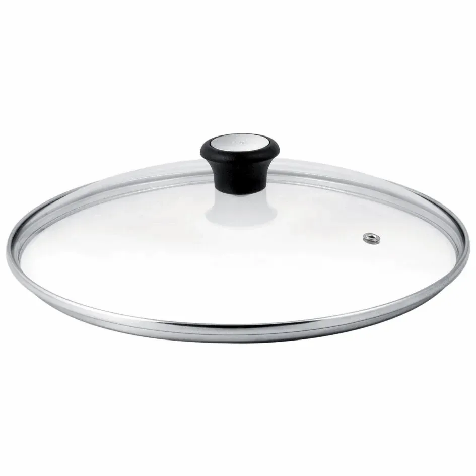 Сковорода з кришкою Tefal So' Light, 24 см, алюмінієва, з бакелітовою ручкою та скляною кришкою, чорного кольору.