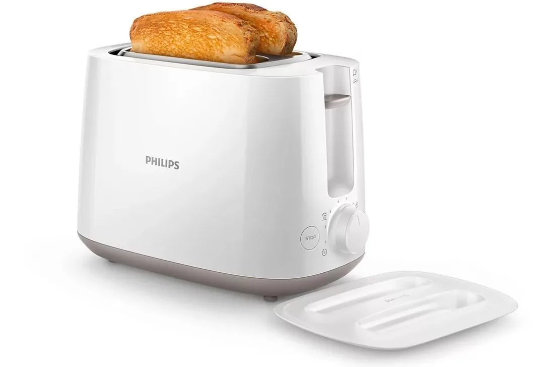 Тостер Philips пластик 2 відділення білий 760Вт 8 ступенів обсмажування