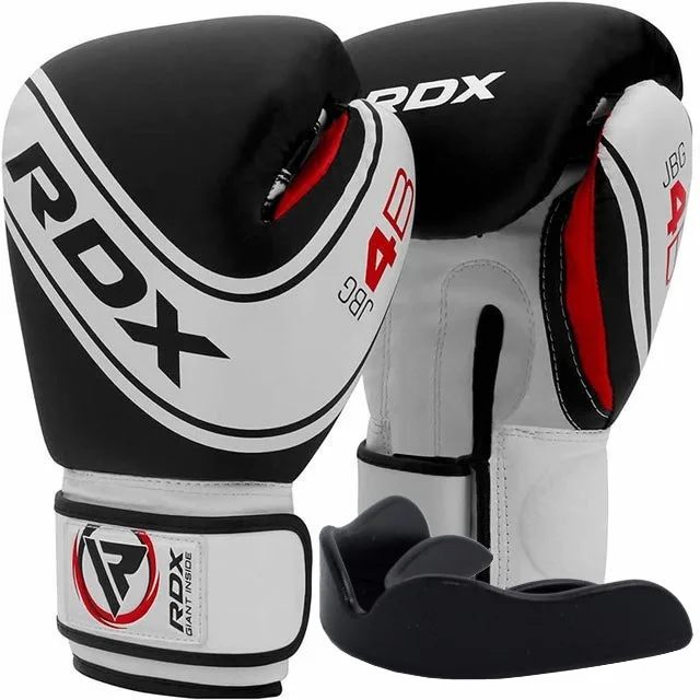 Боксерські рукавиці RDX PU 6 oz Білий/Чорний для дітей з капою в комплекті