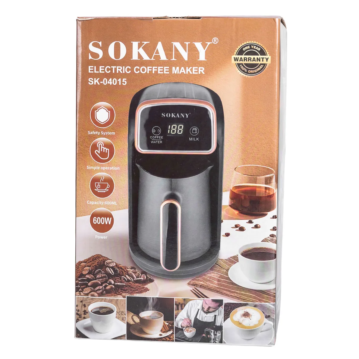 Кавоварка електрична Sokany пластикова 600 мл чорна
