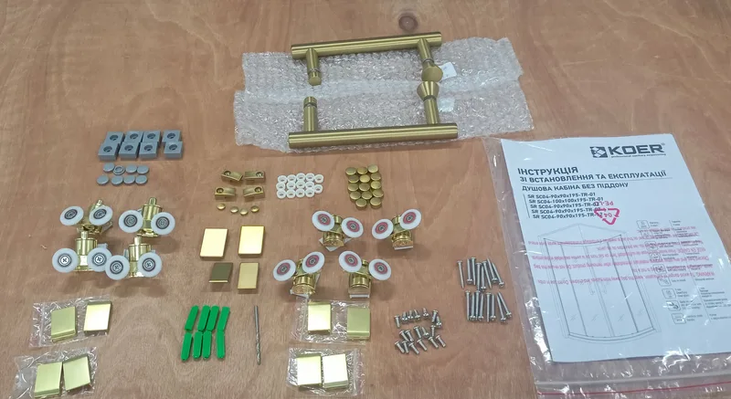 Душова кабіна Koer 90x90 см Прозоре скло 5 мм Матове золото