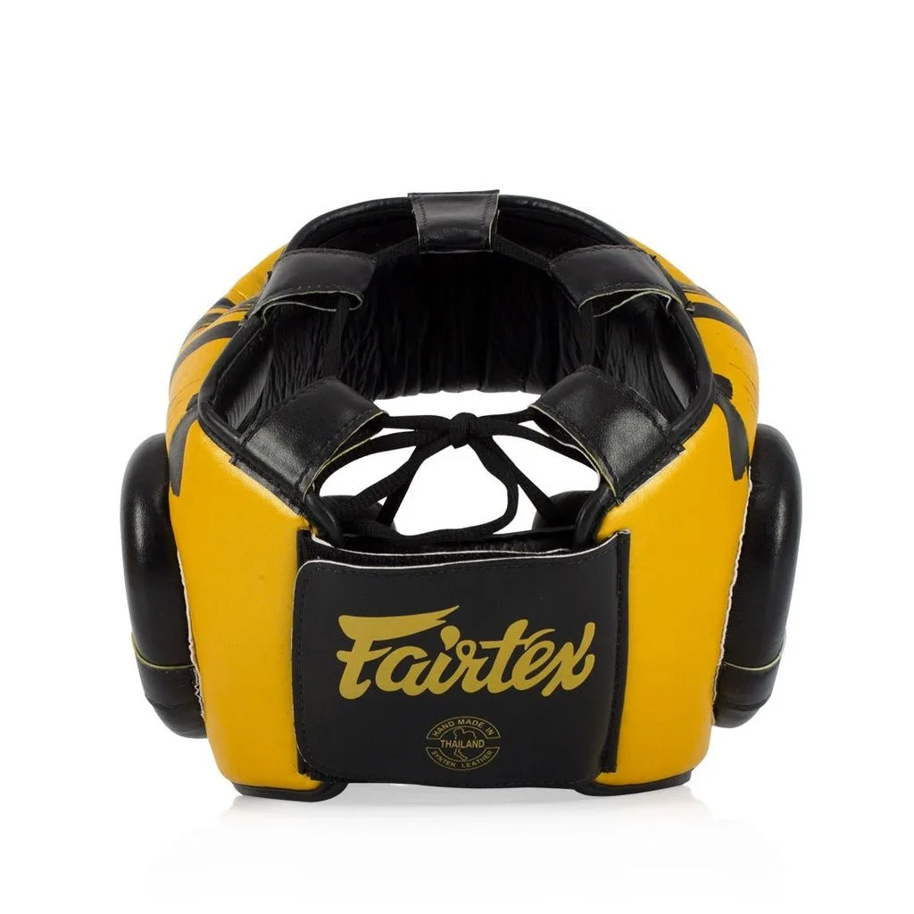 Боксерський шолом Fairtex штучна шкіра M жовтий