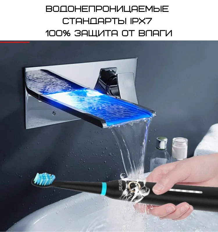 Электрическая звуковая зубная щетка Seago SG-958 40000 колебаний/мин 10 насадок белая