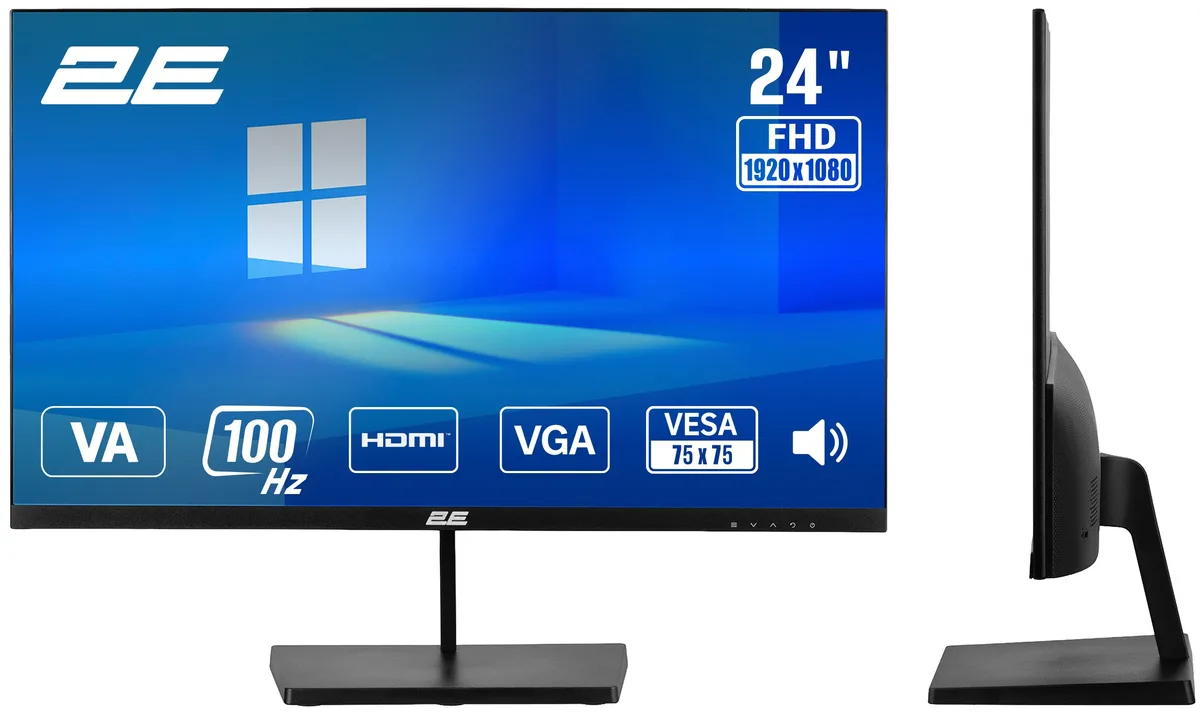 Монітор 2E VA 23.8" 100Гц Чорний