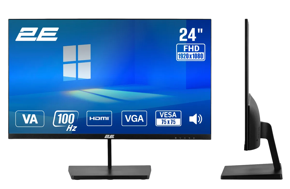 Монітор 2E VA 23.8" 100Гц Чорний