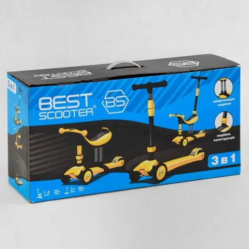 Самокат трехколесный Best Scooter с ручкой для детей от 1 года