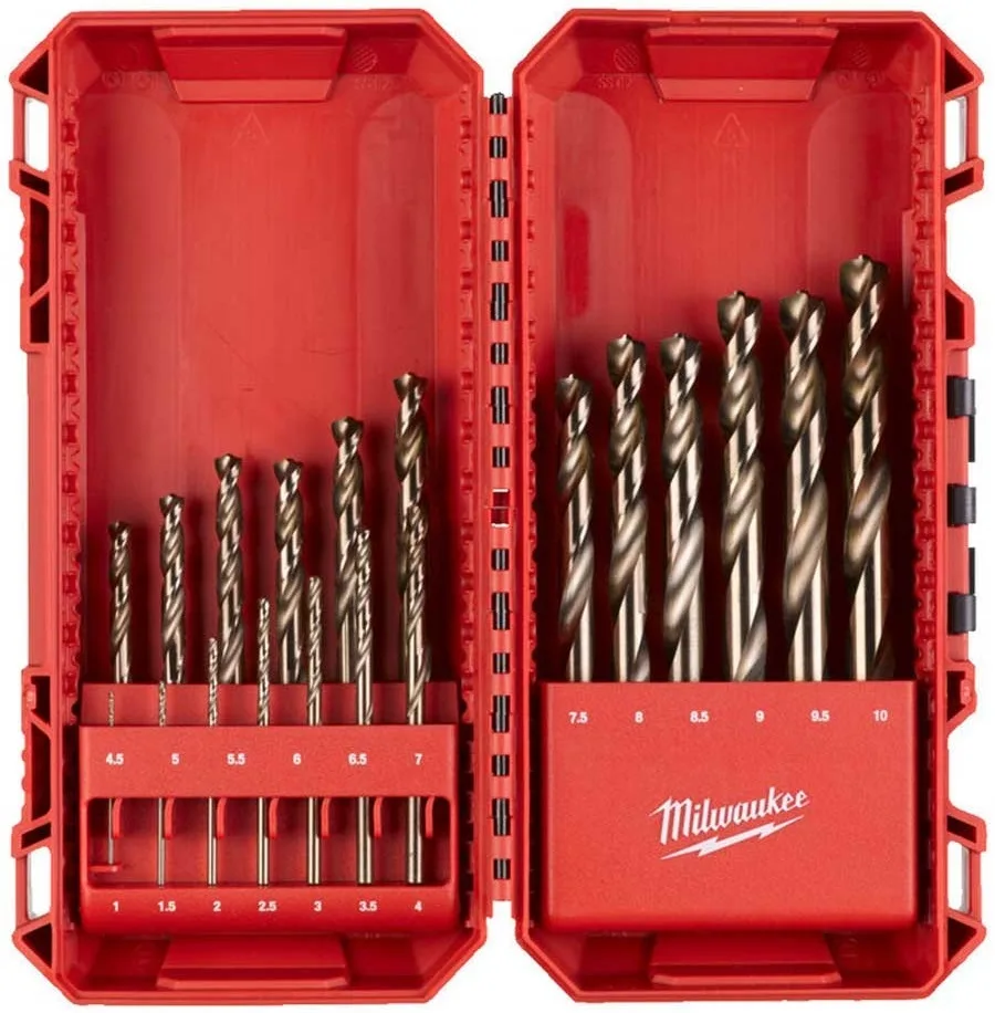 Комплект металевих свердел Milwaukee HSS-Co, 1-10мм, 19 шт. у кейсі.