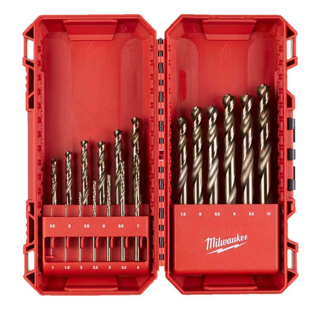 Комплект металевих свердел Milwaukee HSS-Co, 1-10мм, 19 шт. у кейсі.