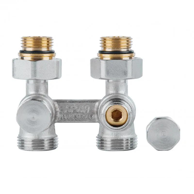 Вентиль двотрубний нижнього підключення 3/4"x1/2" латунь нікель 210х170х120 мм