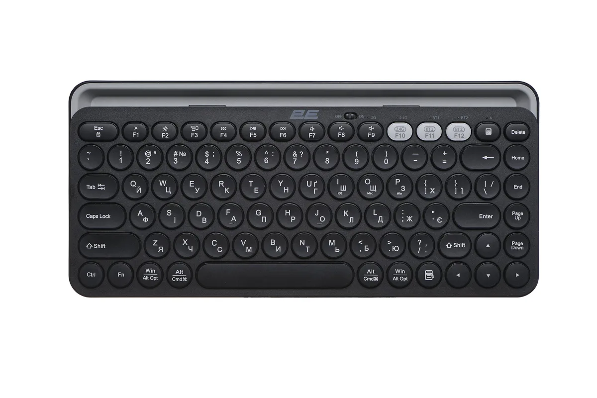 Клавіатура мембранна 2E KS250 84key, WL/BT, EN/UK, чорно-сірий