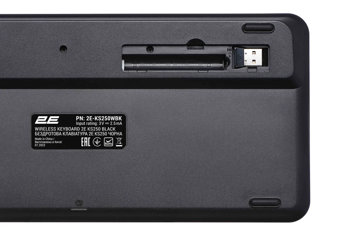 Клавіатура мембранна 2E KS250 84key, WL/BT, EN/UK, чорно-сірий