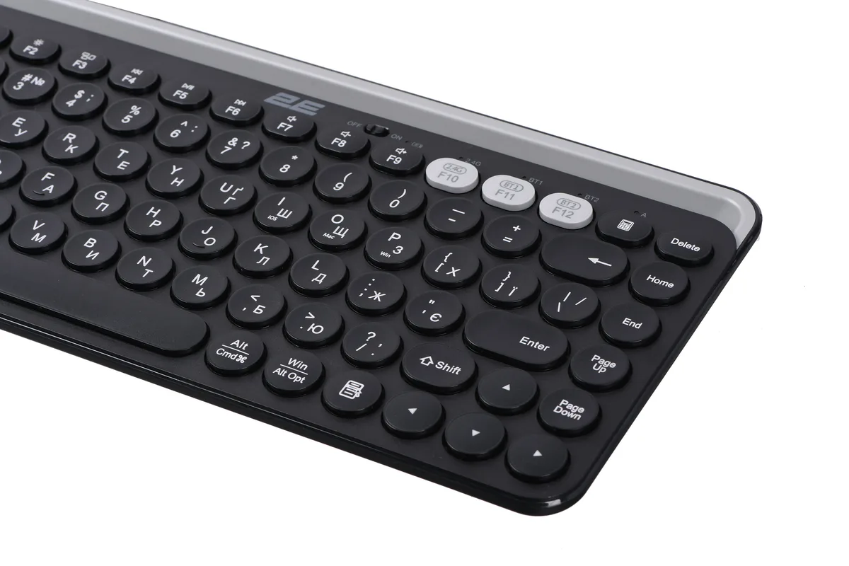 Клавіатура мембранна 2E KS250 84key, WL/BT, EN/UK, чорно-сірий