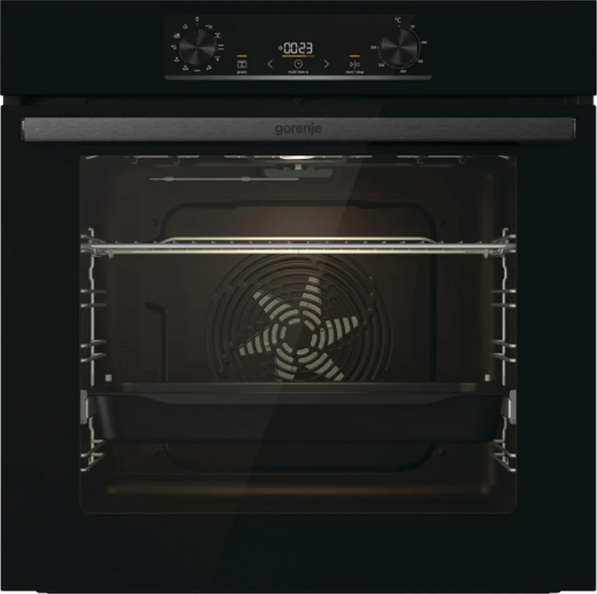 Електрична духова шафа Gorenje, 77 л, клас енергоефективності A+, з підсвіткою IconLed, чорного кольору.