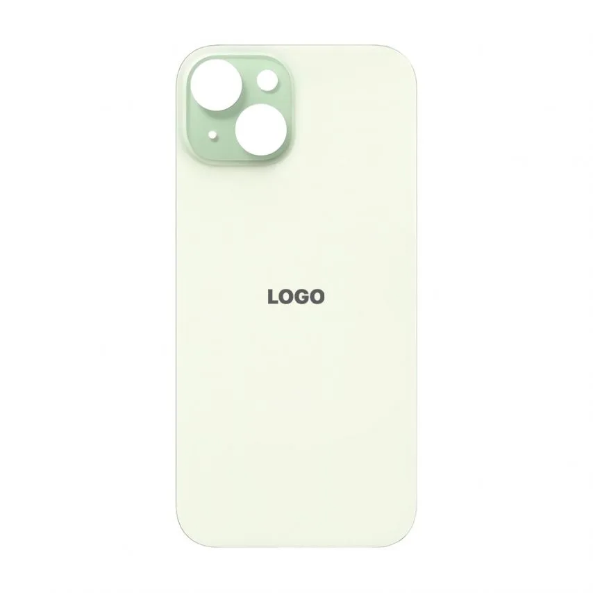 Задняя крышка Apple iPhone 15 зеленая Original Quality большой вырез под камеру.