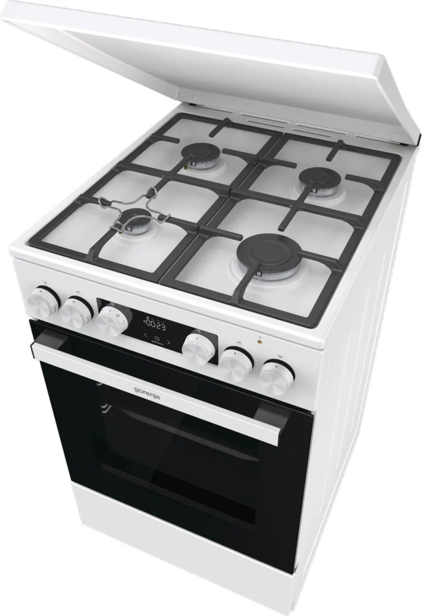 Комбінована плита Gorenje електрична газова 50х85х59,4 см біла емаль 4 конфорки 70 л
