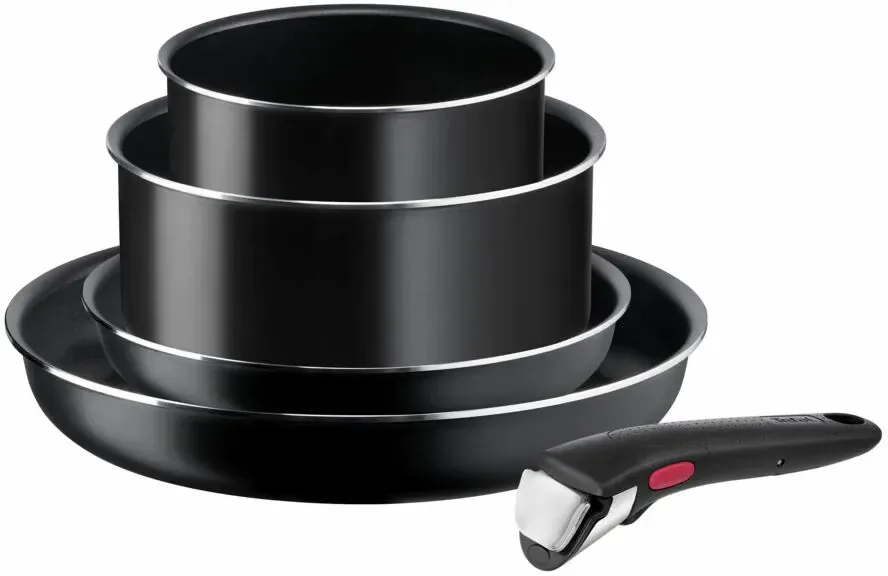 Набір кухонного посуду Tefal Ingenio Easy Cook  Clean, 5 предметів, алюміній, нержавіюча сталь, бакеліт, чорний.
